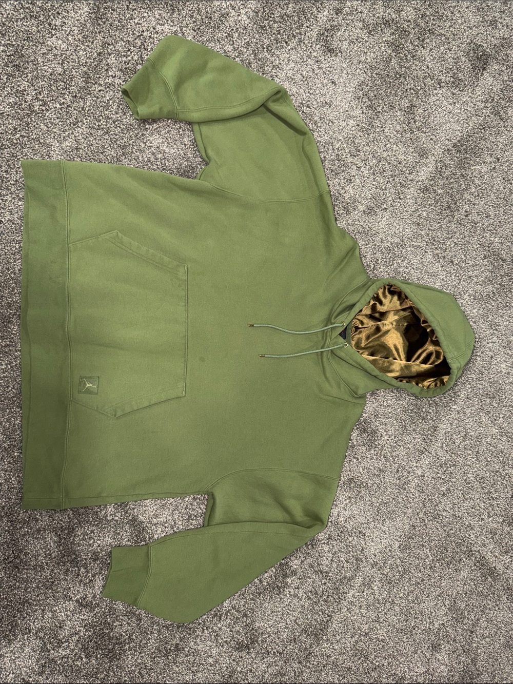 Jordan Olive Green Hooded Pullover with Satin-Lined Hood